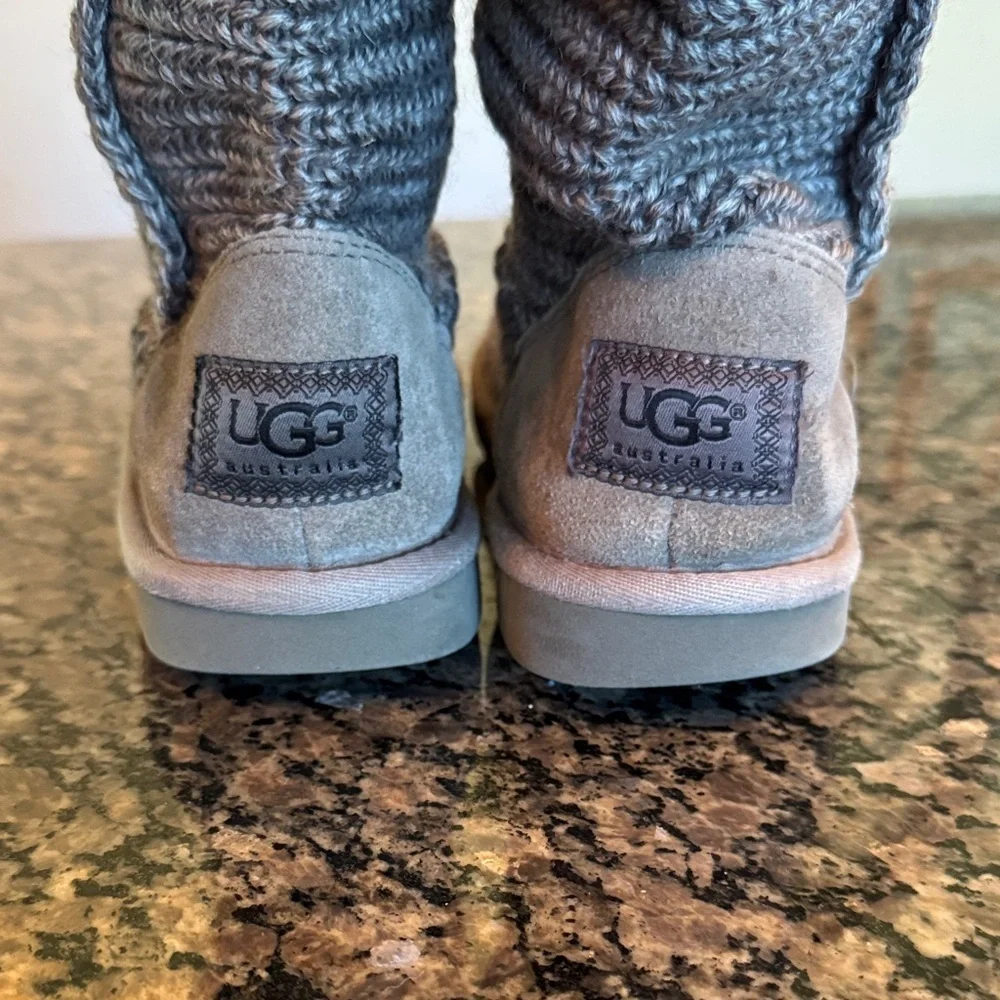 UGG Gray Knit cardy Button Boots 5.5